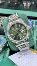 Montre Rolex Datejust – Cadran Vert Menthe & Lunette Cannelée